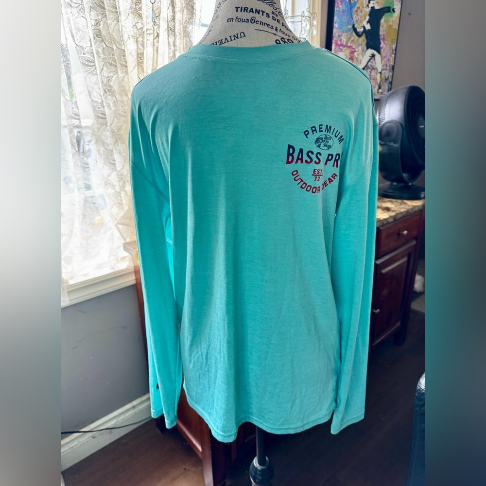 Bass Pro Shops Blue Long Sleeve Tee Soft Cotton Casual